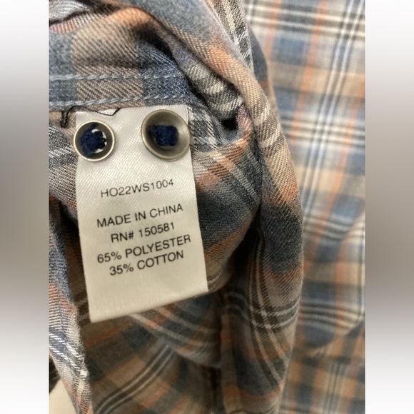 Flag&Anthem Mens Plaid Shirt Button Up Burnout Medium Navy Coral Lightweight NWT - Picture 12 of 13